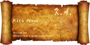 Kiri Anna névjegykártya